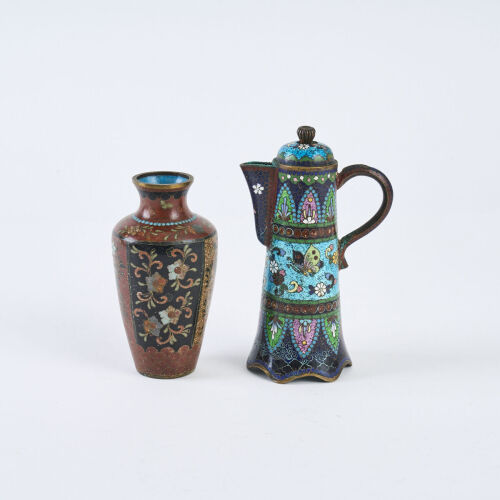 A Late Meiji Period Cloisonne Jug and Vase, c1900