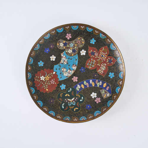 A Meiji Period Circular Standard Cloisonne Plate, c1880