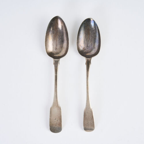 Two Georgian Stirling Silver Fiddle Pattern Table Spoons