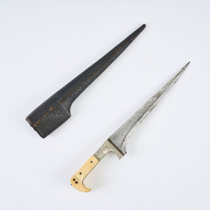 A 19th Century Indo-Persian Kard With Original Leather Sheath