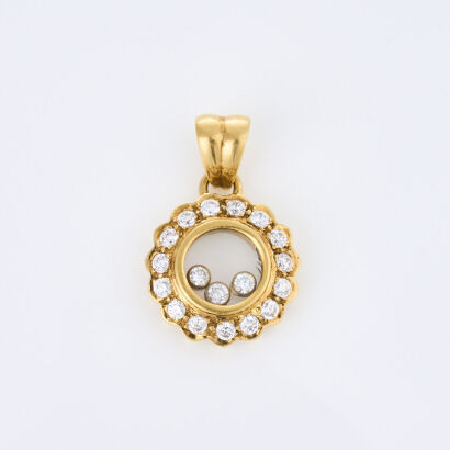 18ct Yellow Gold, Round Cubic Zirconia Pendant