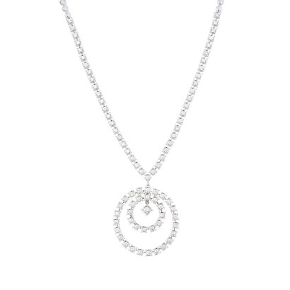 18ct White Gold, 3.05ct Diamond Set Circle Necklace