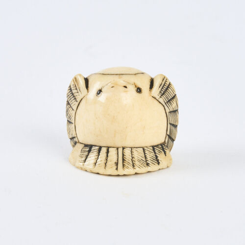 An Early 19th Century Bone Netsuke Study Of A Fat Suzume