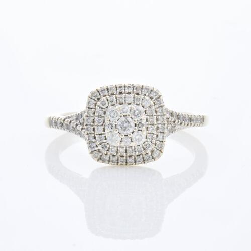 10ct White Gold, .50ct Diamond Cluster Ring