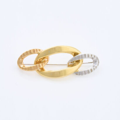 18ct White/Yellow/ Rose Gold Brooch