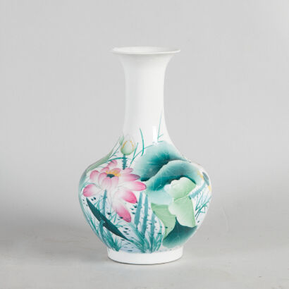 A Chinese Porcelain Vase with Lotus Pattern (Jingdezhen Zhi Mark)