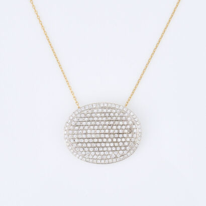 18ct White Gold, Pave set, 1.00ct Diamond Pendant and Chain