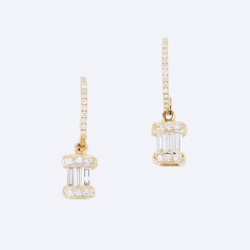 18ct Yellow Gold, .91ct Diamond Drop Earrings