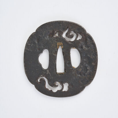 A Good Early Edo Period Iron Tsuba, Tembo School, c1650