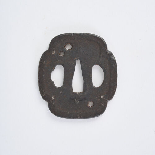 A Mokko Gata Iron Tsuba For Wakizashi