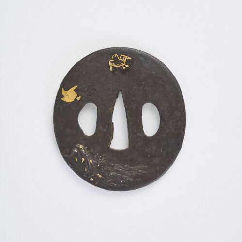 An Oval Wakizashi Iron Nara School Tsuba, c1760