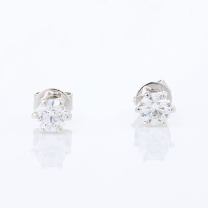 18ct White Gold, .83ct Diamond Stud Earrings, GIA Certified