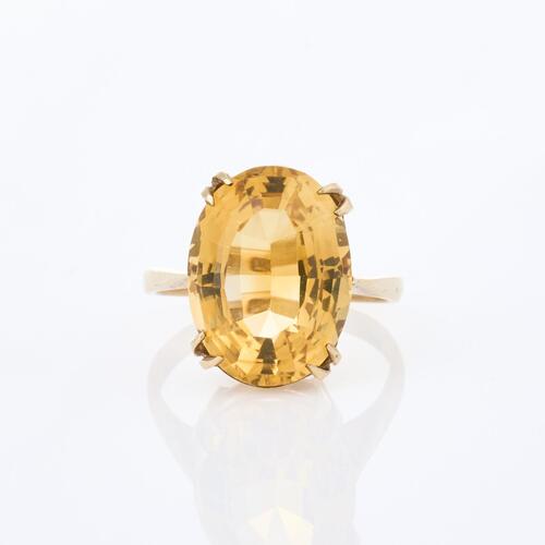 9ct Yellow Gold, 10.00ct Oval Mixed Cut Citrine Ring