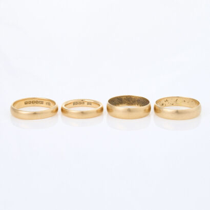 Collection of 4 x 18ct Yellow Gold Rings.
