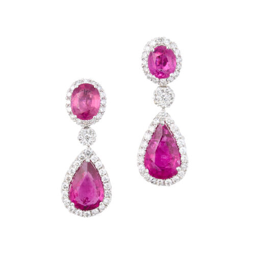 18ct White Gold, 8.50ct Tourmaline and 1.50ct Diamond Drop Earrings