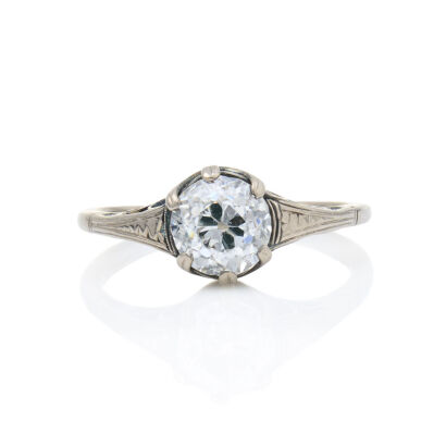 18ct White Gold, Vintage, 1.67ct Old European Cut Diamond Solitaire Ring