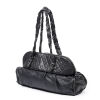Chanel Quilted Lady Braid Black Distressed Leather Bowler Bag - 2