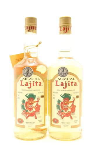 (2) Lajita Mezcal Reposado with worm, Mexico, 40% ABV, 1000ml