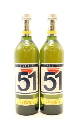 (2) Pernod Pastis 51 Anise Liqueur, France, 40% ABV