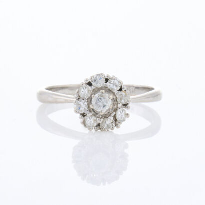 18ct White Gold, .35ct Diamond Cluster Ring