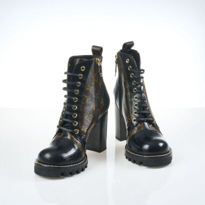Louis Vuitton Monogram Star Trail Heel Boots, Size 40 with Box