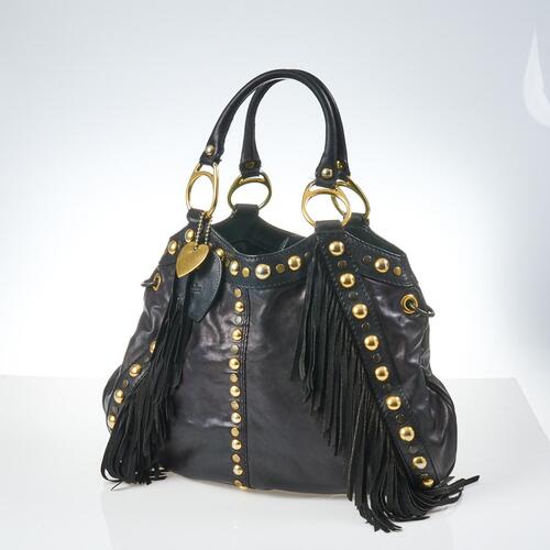 Gucci Black Leather Babouska Tassel Bag