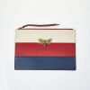 Gucci Striped Leather Bee Zip Pouch with Box