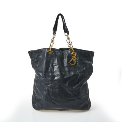 Christian Dior Black Cannage Shopping Tote Bag