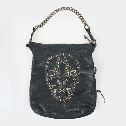 Thomas Wylde Black Leather Skull Bag