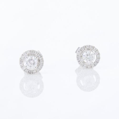 18ct White Gold, .60ct Diamond Halo Stud Earrings