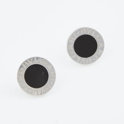 Bvlgari, 18ct White Gold and Onyx Earrings