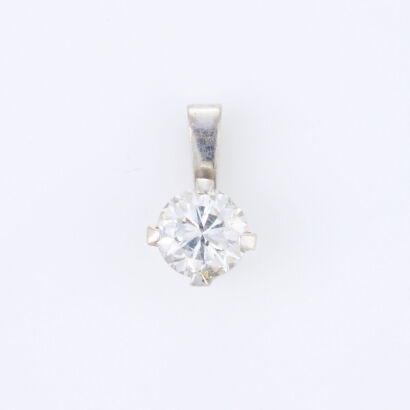 18ct White Gold, .95ct Diamond Solitaire Pendant