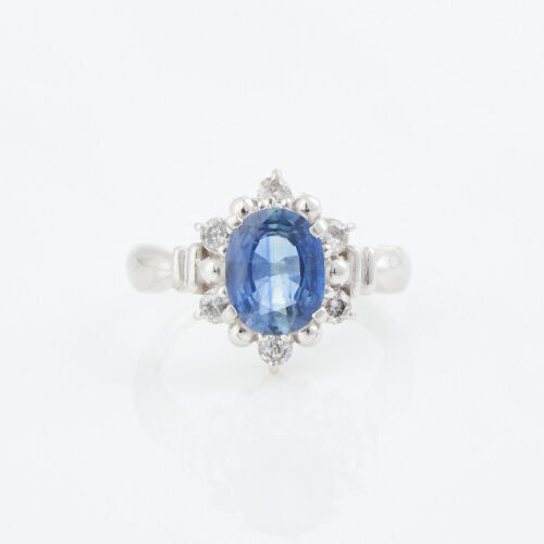 Platinum, 1.51ct Sapphire and .12ct Diamond Ring