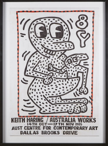 A Large Rare framed Keith Haring 1984 Exhibition Poster