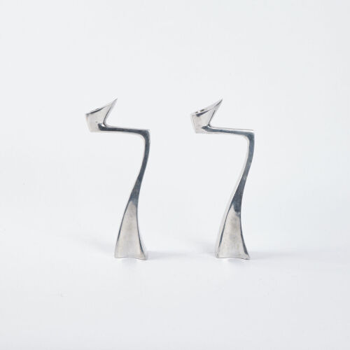 A Set Of Two Mathew Hilton Arclumis Swan Candle Holders C.1987