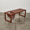 A Solid Wood Coffee Table With Leather Sling Magazine Holder - 2