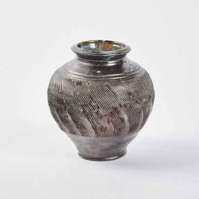 A Salt-Glazed Barry Hockenhull Combed Vase