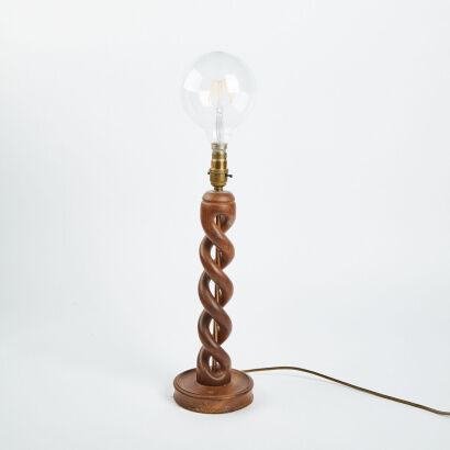 An Oak Barley Twist Lamp