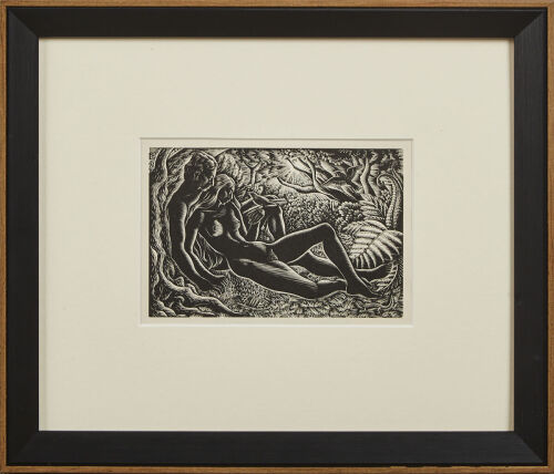 E. MERVYN TAYLOR Idol Woodcut Lithograph