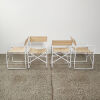 A Set Of Six Folding Chairs In White Lacquer And Beige Canvas - 2