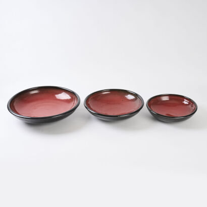 A Set of Three of Red Platters