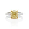 18ct White/Yellow Gold, 3.01ct Fancy Light Yellow, Cushion Cut Diamond Ring