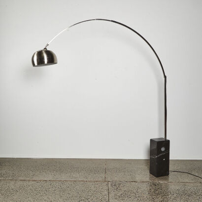 An Arco Style Floor Lamp With Solid Carrera Marble Base