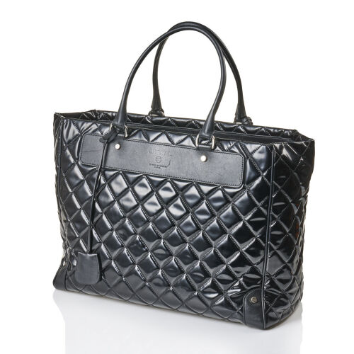 Chanel Black Quilted Leather Shopper Tote Bag