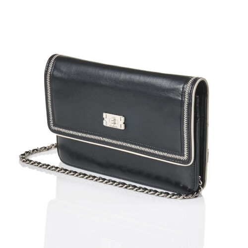 Chanel Re-issue Black Leather Wallet on Chain