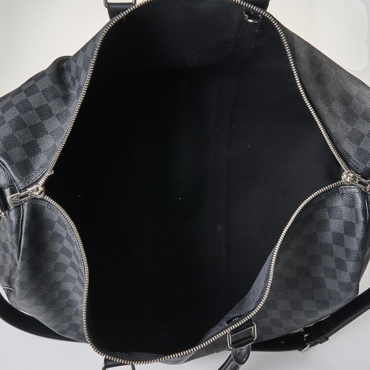 Sold at Auction: Louis Vuitton Keepall Bandouliere Bag Damier Graphite 55  Black