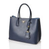 Prada Double Saffiano Navy Blue Leather Bag