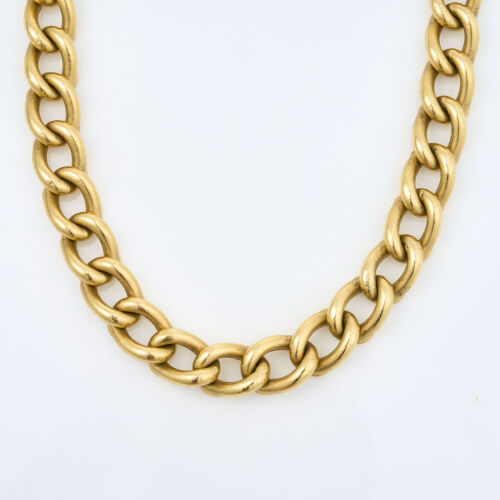 18ct Yellow Gold, Heavy Curb Necklet with Flattened Top