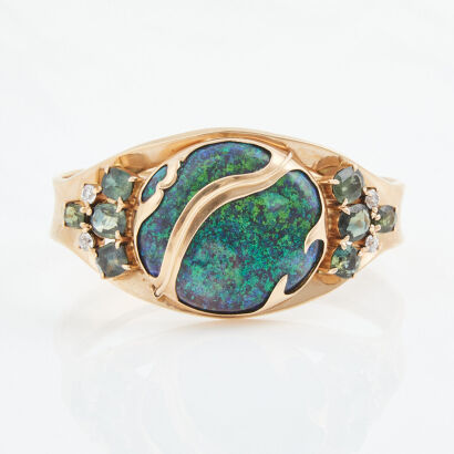 14ct Rose Gold, Treated, 40ct Opal Bangle