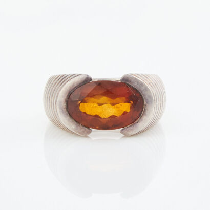 Sterling Silver, 10.00ct Madeira Colour Citrine Ring